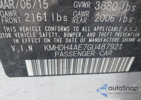2016 Hyundai Elantra Se from USA, damaged, VIN KMHDH4AE7GU487921